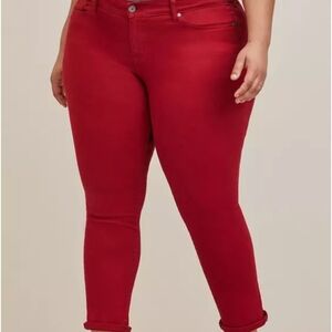 Torrid Red Mid Rise Boyfriend Jeans Stretch Fit